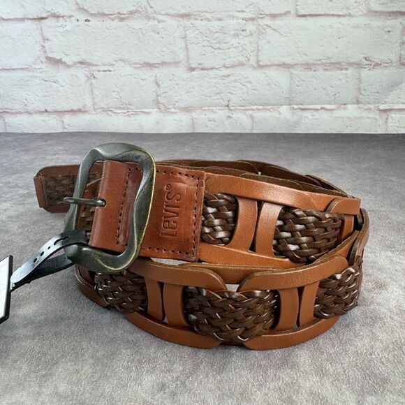 Levi\'s Brown Woven Leather Belt